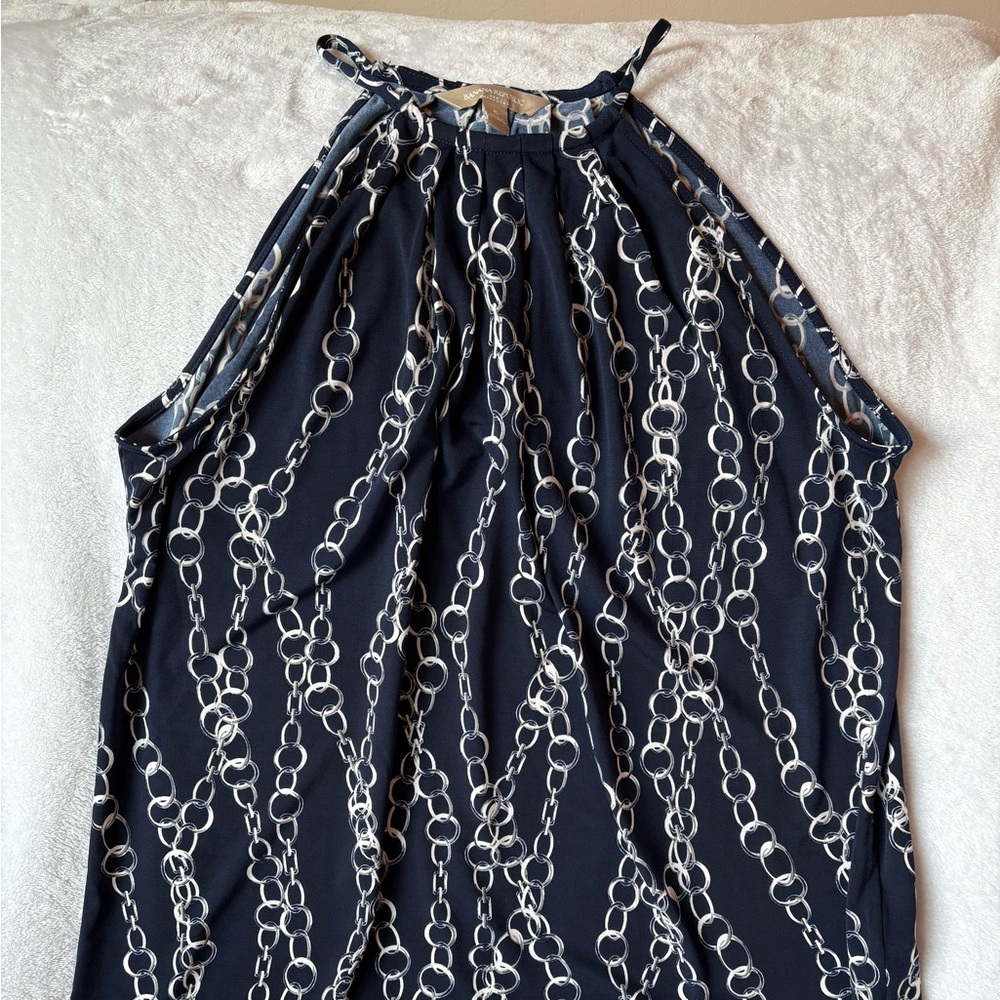 Banana republic blouse summer wear small size blue and white chain print